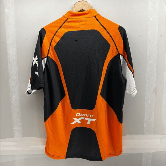 Shimano Cycling Jersey Mens Large 1/4 Zip Short Sleeve Black Oranage White - Picture 3 of 7
